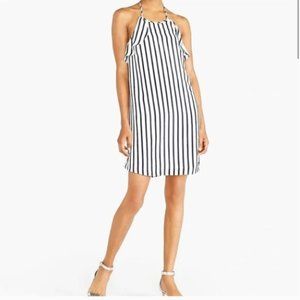 Navy & White Striped Halter Ruffle Dress